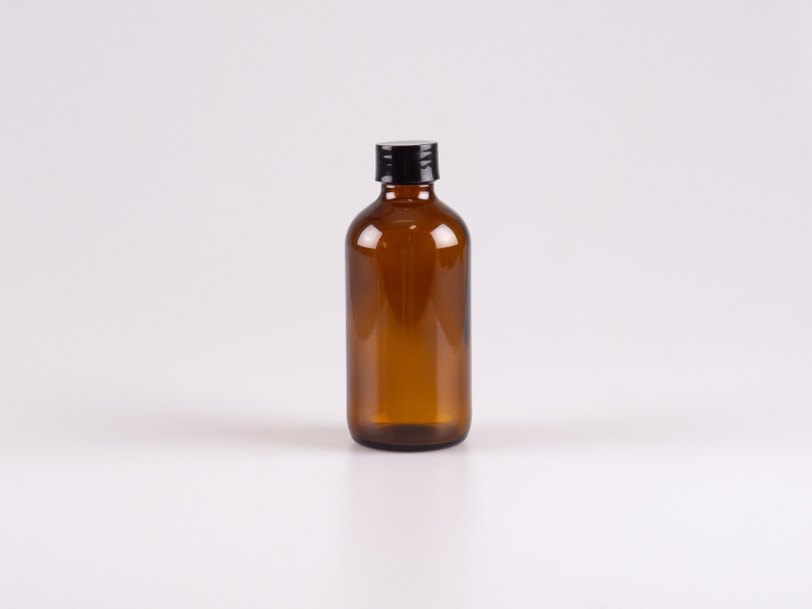 Braunglasflasche 250ml, mit Schraubverschluss schwarz